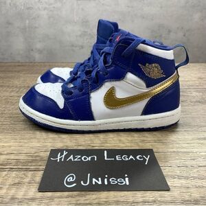 Nike~Boy’s~Air Jordan 1 Retro High TD Gold Medal/Blue/White~Size 10C